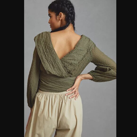 Anthropologie Maeve Deep V-Neck Blouse - New - Size 14 - Picture 3 of 6